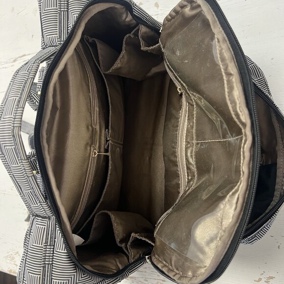 JUJUBE JU JU BE BABY DIAPER BAG DUFFEL SHOULDER BAG BLACK HERRINGBONE CHEVRON - Picture 8 of 10